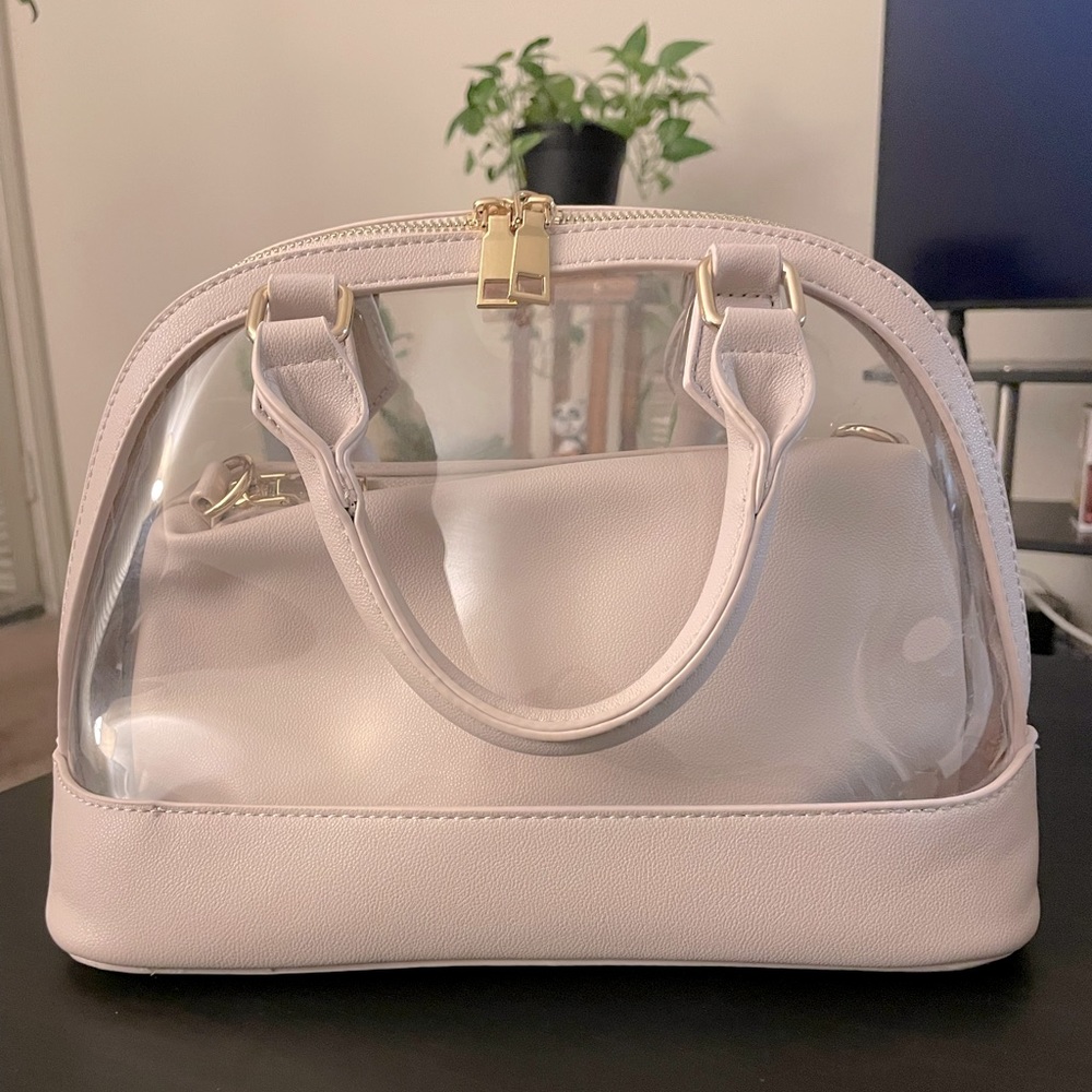 Transparent Clear Beige Taupe Purse Bag